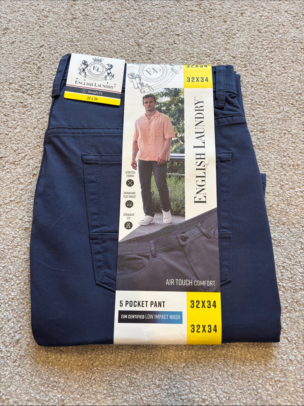 English Laundry Men’s Navy Blue 5-Pocket Chinos